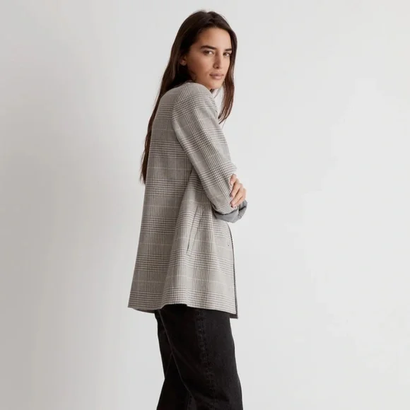 Madewell The Dorset Blazer in Galloway Plaid Grey and White size XS - Picture 4 of 13